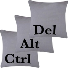 Daklos Ctrl Alt Del polštář 40x40 tmavě šedý set 3ks