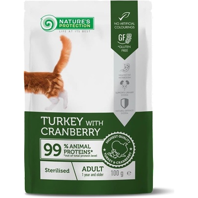 Nature's Protection Sterilised Cats with Turkey and Cranberry пауч за кастрирани котки 100gr
