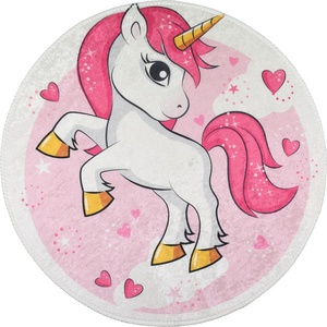 Vitaus Розов детски килим подходящ за пране ø120 cm Pink Unicorn - Vitaus (KRN-KID-2007-120x120)