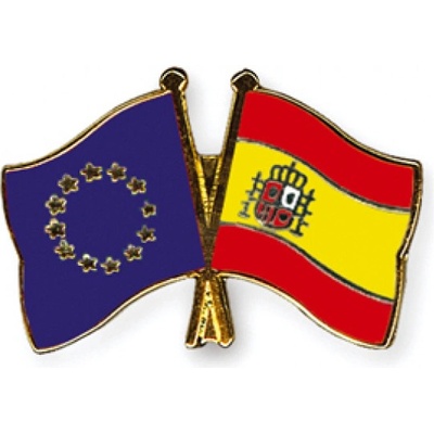 Odznak (pins) 22mm vlajka EU + Španělsko - barevný