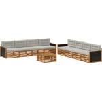 vidaXL Комплект дивани за открито 9 бр. Натурално и светлосиво (3383164)