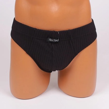 Image 1 of Мъжки слип в черен цвят с раиран десен и малък надпис