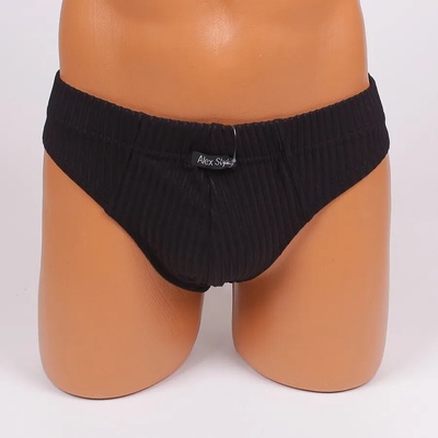 Мъжки слип в черен цвят с раиран десен и малък надпис