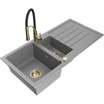 Mexen Andres гранитна мивка с 1, 5 камери с отцедник и кухненски смесител Aster, (6515-71-73450-57-G)
