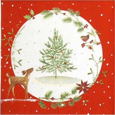Ubrousky na dekupáž Fawn with Christmas Tree 1 ks – Zboží Dáma