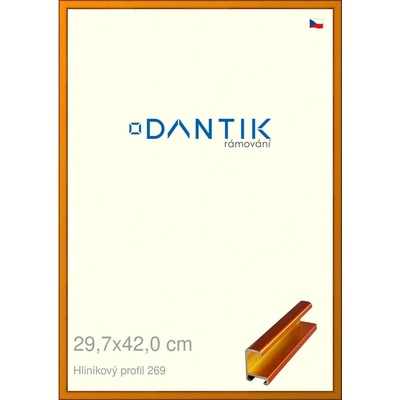 DANTIK rám na obraz 29,7 x 42 Oranžová Citrin broušená