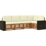 vidaXL Комплект дивани за открито 5 бр. Натурален и Крема Полиестер (3384361)