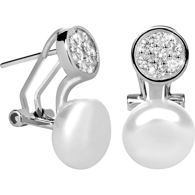 JwL Luxury Pearls náušnice s pravou perlou a zirkony JL0393