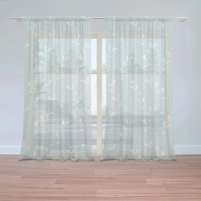 Sablio Záclony Biele lístky: 2ks 150x250cm