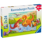 Ravensburger Пъзел Ravensburger от 2 x 24 части - Динозаври, вид 2 (05030) - baby