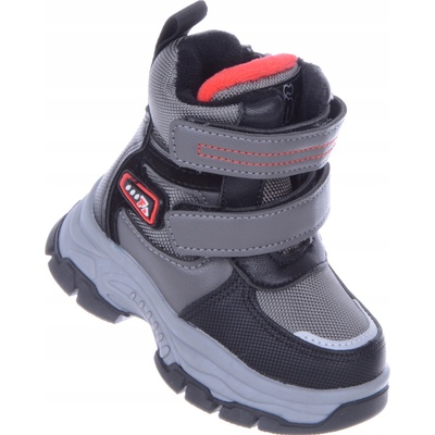 Dětské nad kotník zateplené reflexní zimní boty šedé