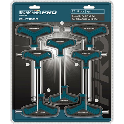 Bormann Pro 8-dielna sada T-imbusových kľúčov s guľovým koncom 2,5–10 mm BHT1663