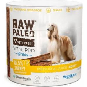 VetExpert RAW PALEO Vital Pro Skin & Coat Turkey Medium Large - хипоалергенно монопротеиново функционално лакомство за кучета, 100 гр, Vet Expert - Полша