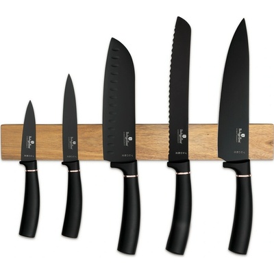Pro-Tech shop sada kuchynských nožov s akáciovým magnetickým držiakom Black Rose 6-dielna 55931