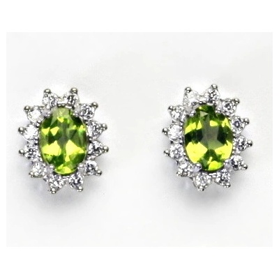 Čištín 428178524 Kate bílé zlato přírodní olivín čiré zirkony NŠ 1480