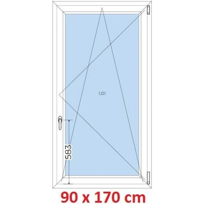 Soft Plastové okno 900 x 1700 mm, otevíravé a sklopné, Antracit struktura/Antracit struktura, levé