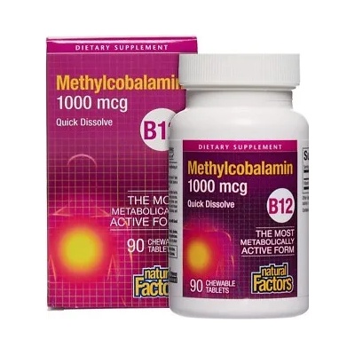Natural Factors B12 Methylcobalamin, 1000 mcg, 90 таблетки, Natural Factors (1242 NF)