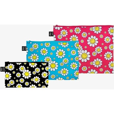 Loqi Smiley taštičky na zips 3 ks flowers