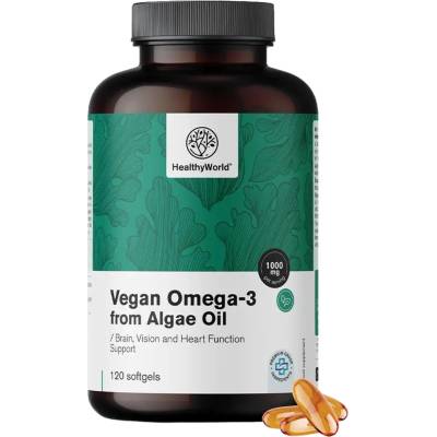 HealthyWorld Vegan Omega-3 1000 mg - from algae - 120 гел-капсули