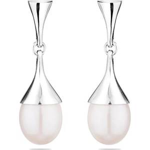 Swan Сребърни обици със сладководни бели перли IE0385W Swan