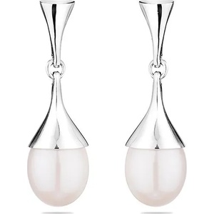 Swan Сребърни обици със сладководни бели перли IE0385W Swan
