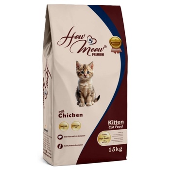 HERMOS How Meow Kitten Food with Chicken - Пълоценна храна за подраставщи котки с пиле 15 кг, Турция