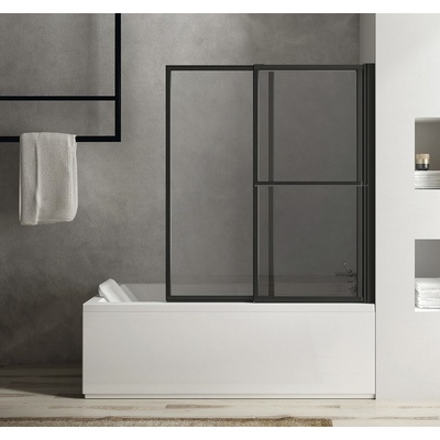 Polysan OLBIA vanová zástěna s pneumatickým zdvihem, š. 1230mm, černá mat, čiré sklo - 30317B