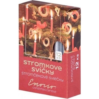 Stromčekové sviečky metalické strieborné 12ks