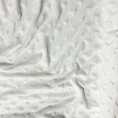 Látka minky srdička, 320 g/m², šíře 160 cm, metráž, bílá