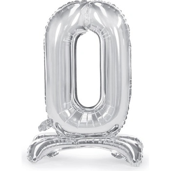 Partydeco Balónek fóliový číslo 0 stříbrný stojící 70 cm