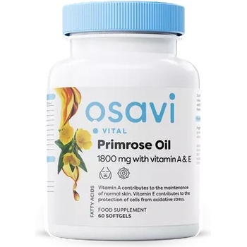 Osavi Primrose Oil with Vitamin A & E, Масло от вечерна иглика с витамини A и E, 1800 мг, 60 растителни капсули