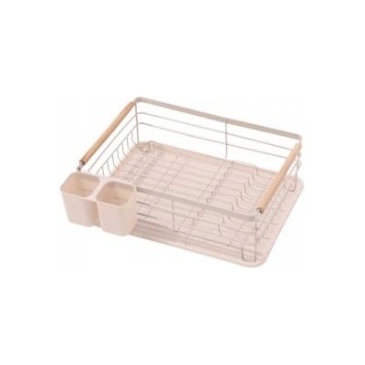 Rosberg Сушилник за съдове Rosberg R53000N, Подвижна тава, Дървени дръжки, Бежов