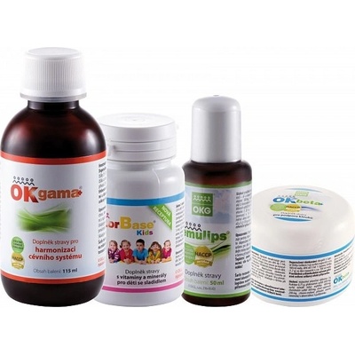 OKG OK Beta+ 150 g OK Gama+ 115 ml Factor Base Kids 60 kapslí Emulips Forte XXL 115 ml