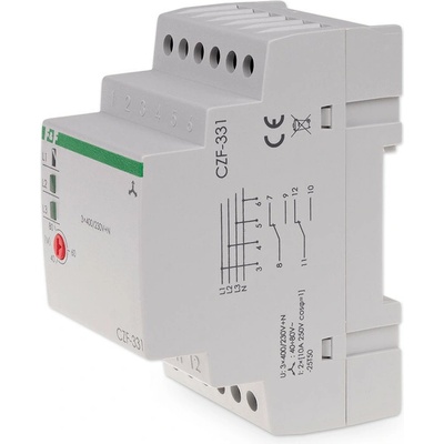 CZF-331 - Relé pre kontrolu výpadku fáz, regulovateľné, 3x 400V, 8A, 2x NO/NC