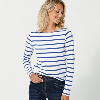 Blancheporte Pruhované tričko s dlhými rukávmi biela modrá