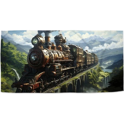 Sablio Uterák Parní lokomotiva na viaduktu 50 x 100 cm