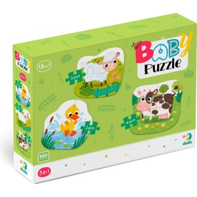 DODO Baby puzzle Zvířátka ze statku 3v1 2,3,4 dílků