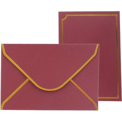 Obálky s kartičkou 10,8x15,8cm, 5ks bordó