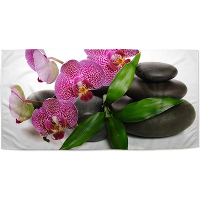 Sablio Ručník s potiskem Orchideje a kameny 50 x 100 cm