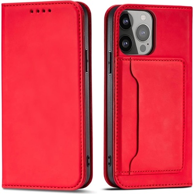 HQWear Калъф с отделение за карти Magnet Card Case за iPhone 13 Pro, червен (9145576250976)