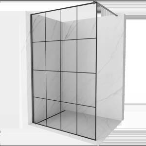 Mexen Kioto стена за душ Walk-in 160 x 200 см, черна решетка 8 мм, gun gray четкан - 800-160-101-66-77 (800-160-101-66-77)