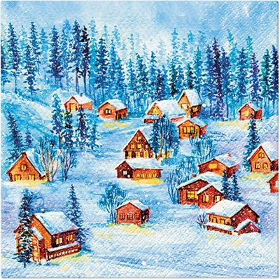 Ambiente Europe BV ubrousek 33x33cm Rozsvícené chaloupky – Zboží Dáma