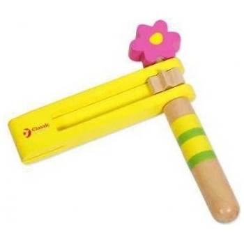 Classic World - Дървено кречетало - Жълто с цвете (2623_2)