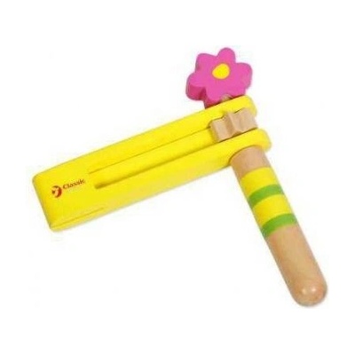 Classic World - Дървено кречетало - Жълто с цвете (2623_2)