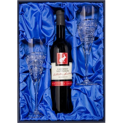 Bohemia Crystal Dárkový balíček červené víno Cabernet Sauvignon a 2 broušené sklenice brus Kometa 310 ml