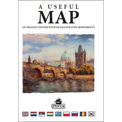 Praktická mapa centra Prahy s 69 ilustracemi historických památek modrá