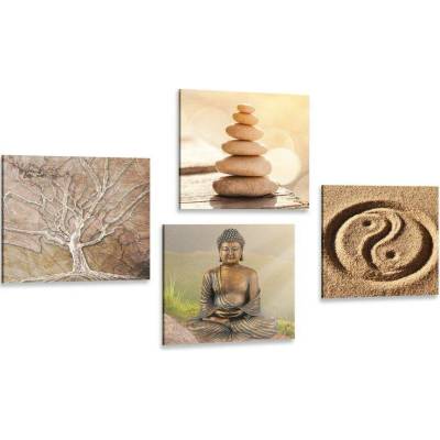 Set obrazů Feng Shui v béžových odstínech - 4x 40x40