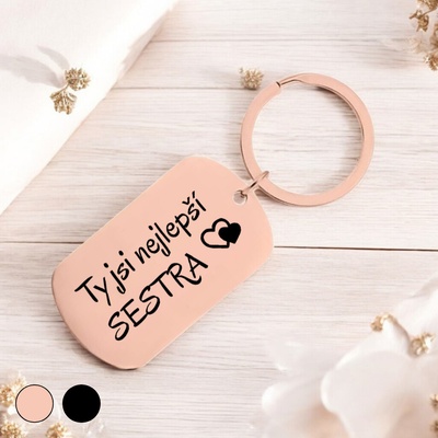 Přívěsek na klíče Ahome Kovová rosegold Nejlepší sestra