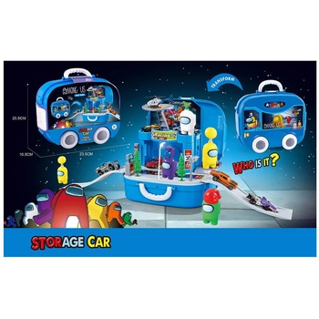 Детски паркинг-куфар с 2 метални колички Among us