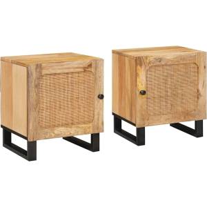 vidaXL Нощен шкаф 2 бр. Естествен 40 x 33 x 46 см (4018041)